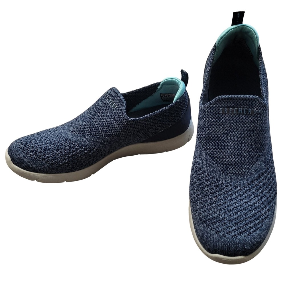 Skechers Arch Fit Navy Blue Knit Slip On Walking Sneakers Women's size 6 Comfort